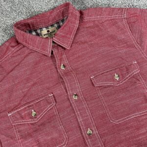 Woolrich Men's XL Red Short Sleeve Button Up  Shirt Camp Outdoors 100% Cotton